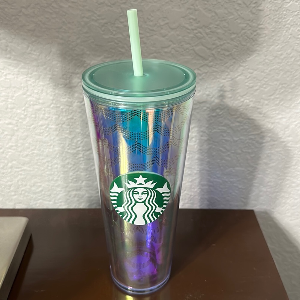 Starbucks Venti Iridescent rainbow Siren scales cold cup